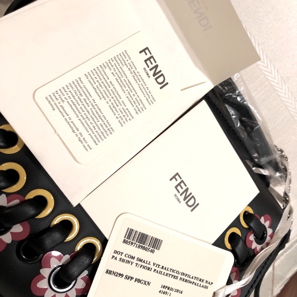 PRICE⬇️NWT Fendi “Dot Com” Floral Grommet Satchel - Picture 15 of 16